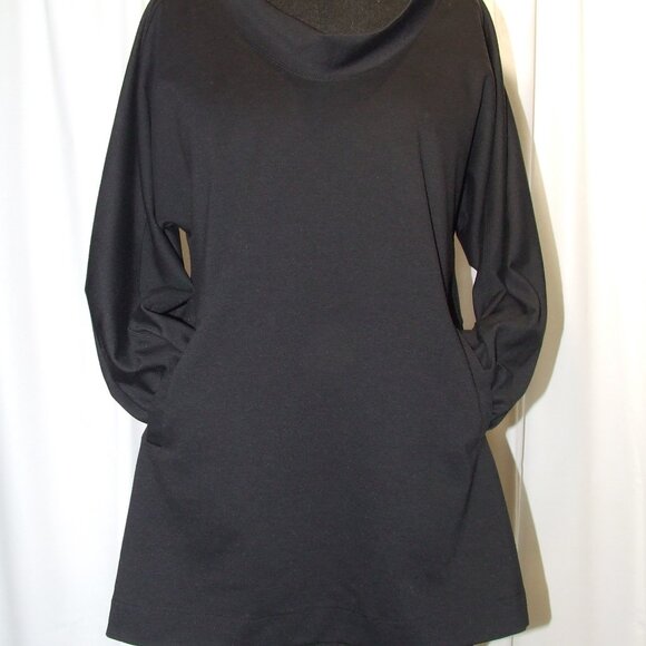 Black Stretchy Sweater Tunic Top Women's Size L - Picture 1 of 6